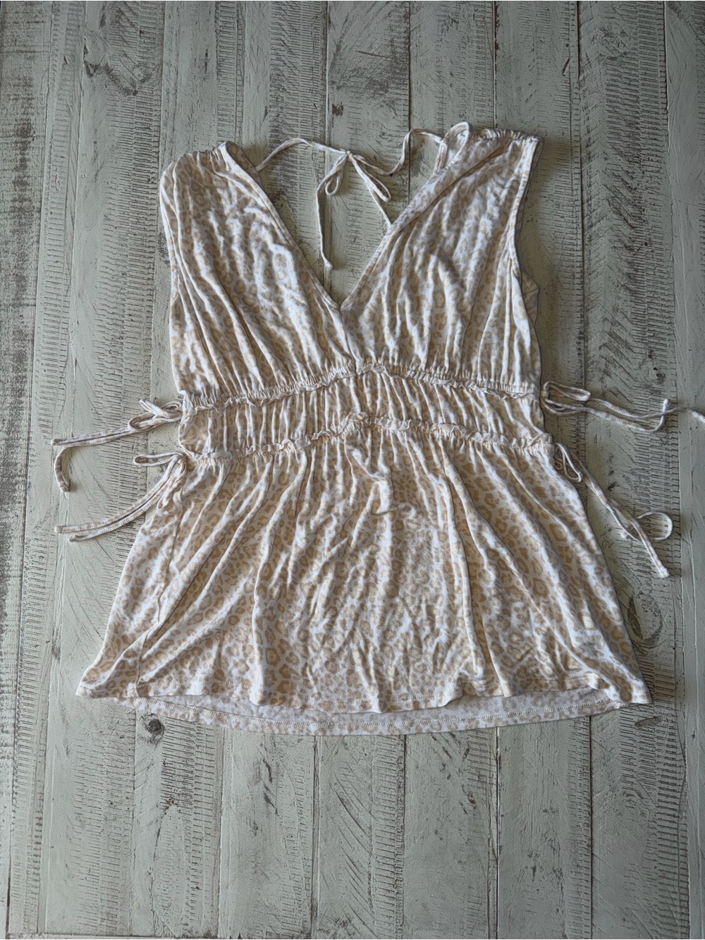 Maurices Cream and Tan Leopard Patterned Top Size Small